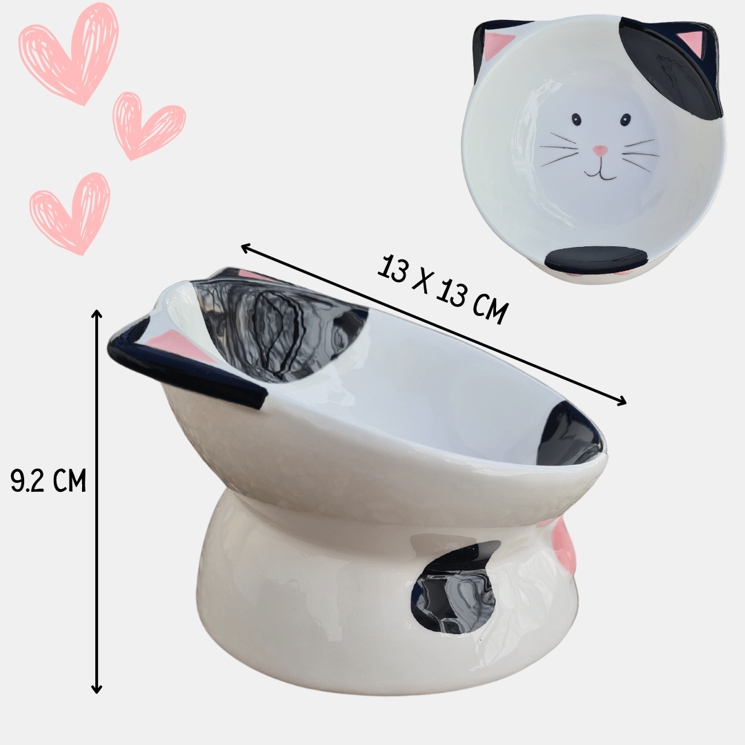 Cuenco elevado de cerámica Gato