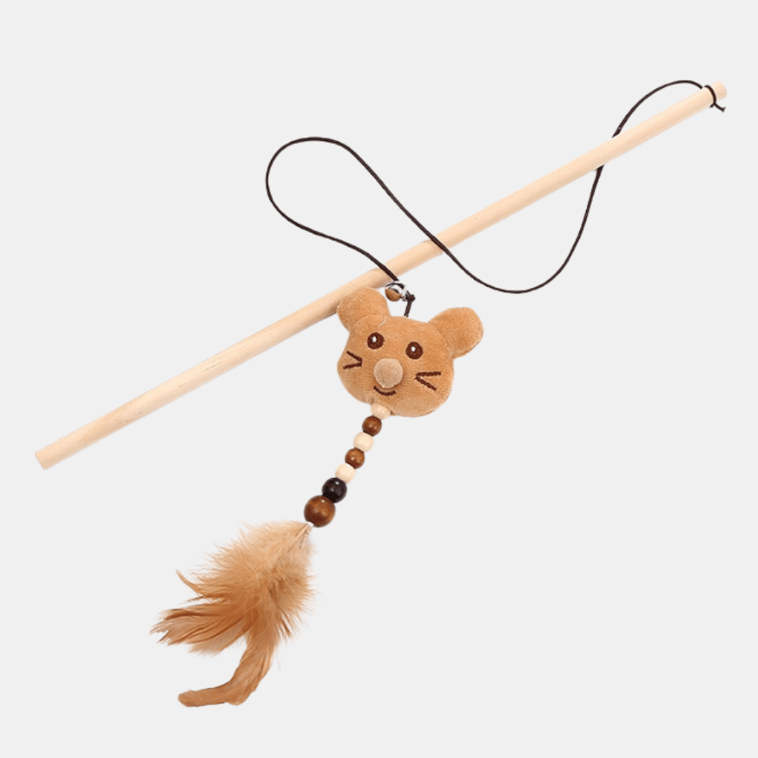 Caña interactiva con ratón/búho para gatos