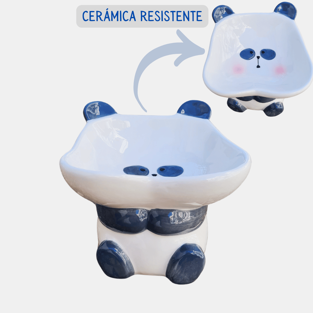 Cuenco elevado de cerámica “Panda” para perros y gatos