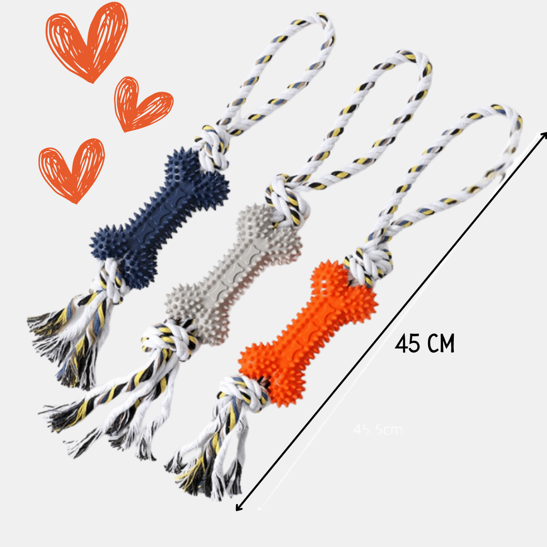 Bolita / Hueso TPR con cuerda para perros