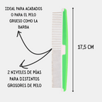 Peine alargado con púas de 2 niveles para perros