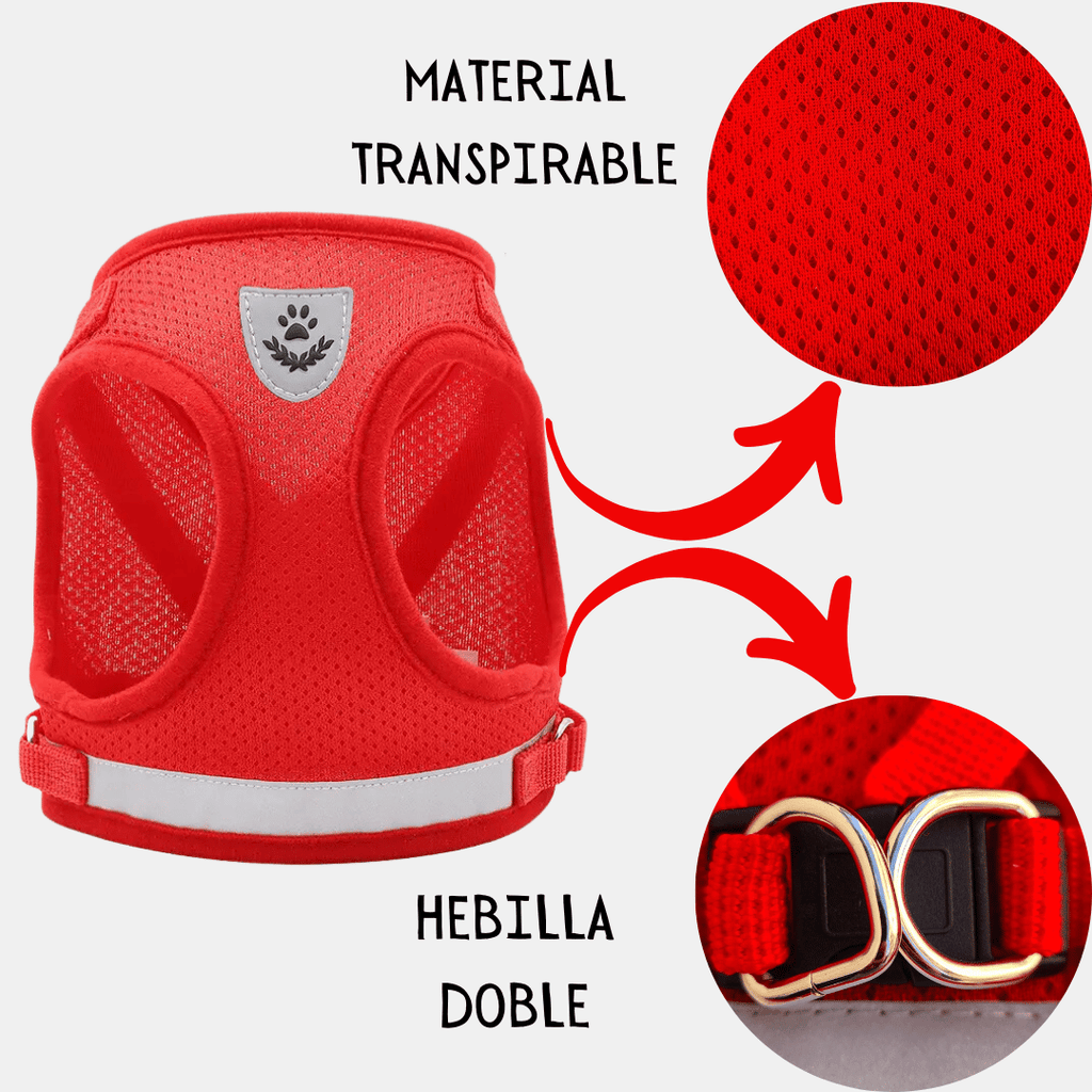 Arnés Chaleco Transpirable con Correa para Perros Pequeños y Gatos