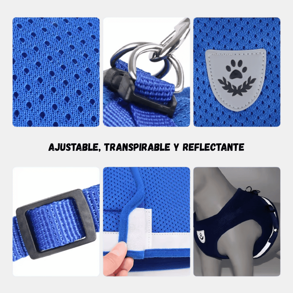 Arnés Chaleco Transpirable con Correa para Perros Pequeños y Gatos