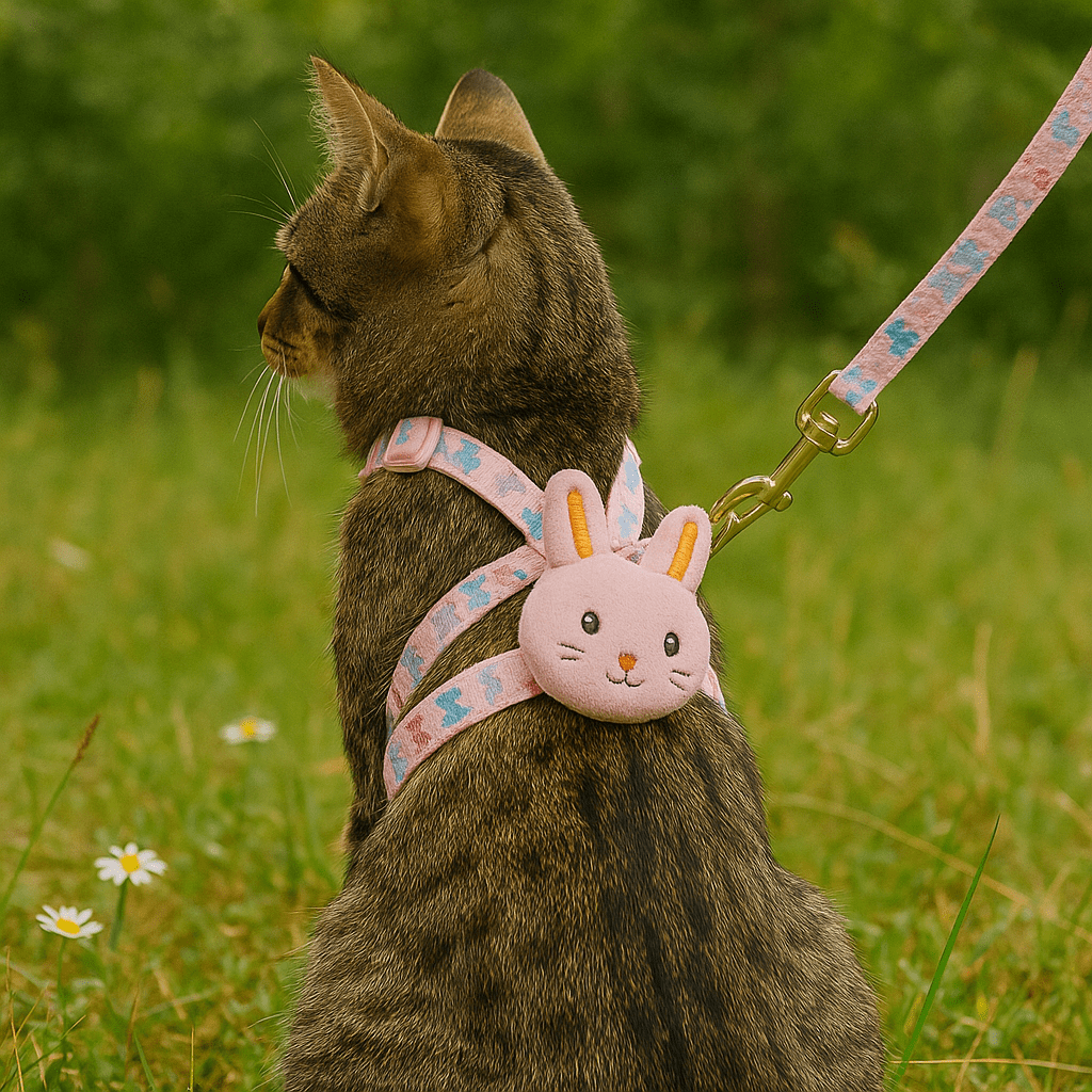 Arnés Rabbit para gatos ajustable de nylon con correa a juego