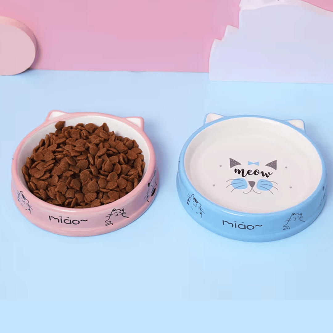 Cuencos de cerámica para gatos meow